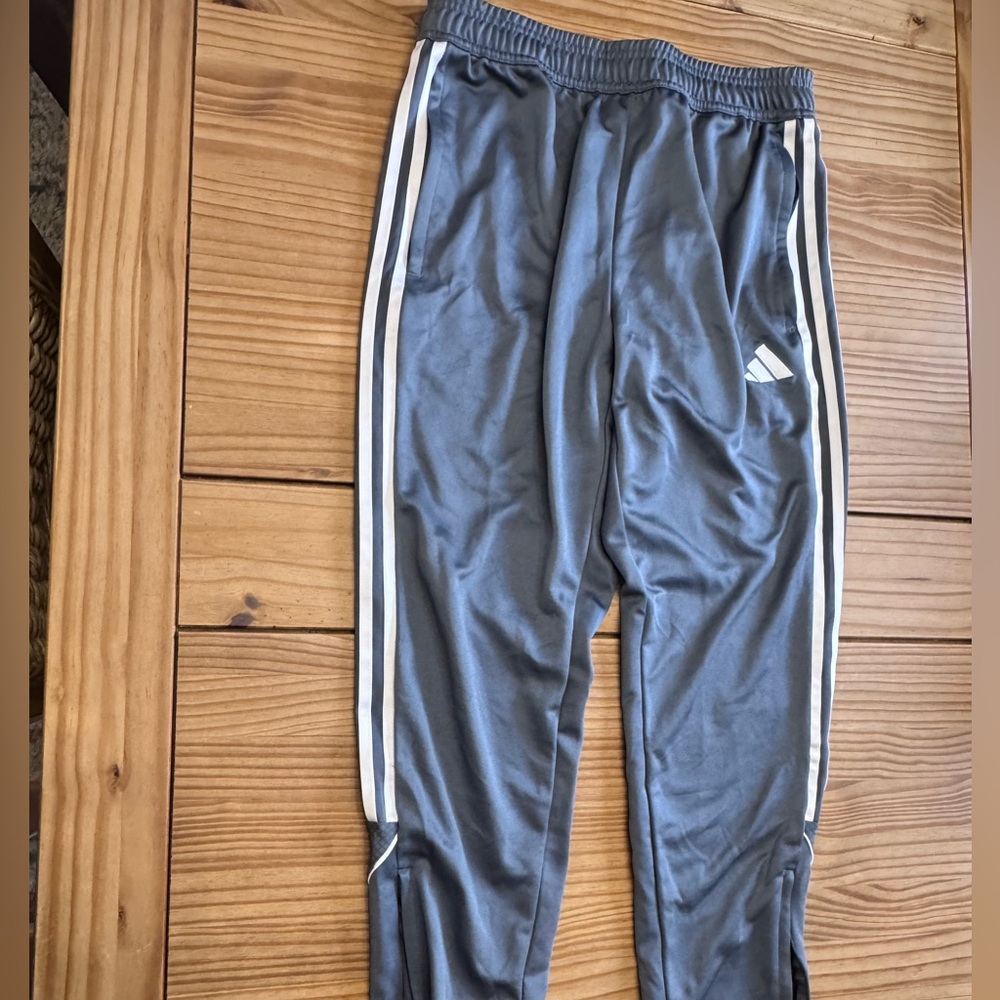 Adidas mens Gray Joggers with White Stripes medium tall